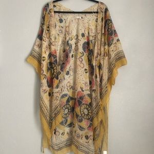 Pretty cute boho paisley floral tassel cardigan swim cover up kimono One Size